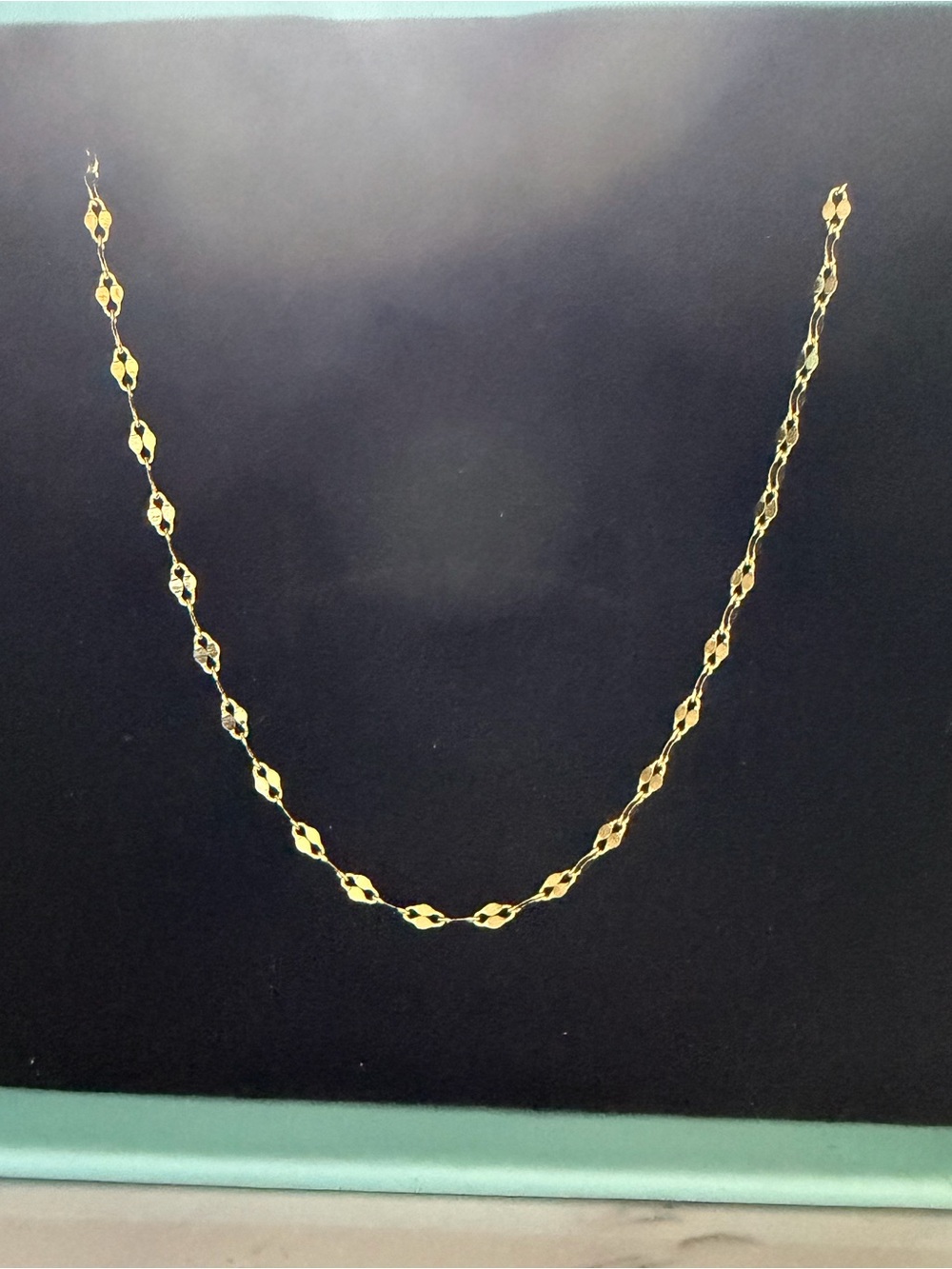 10k Solid Gold Mirror Link Chain Necklace • 20 inch